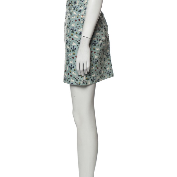 NWOT Gucci printed skirt denim xs 38 blue printed floral bunny coquette - Picture 2 of 9